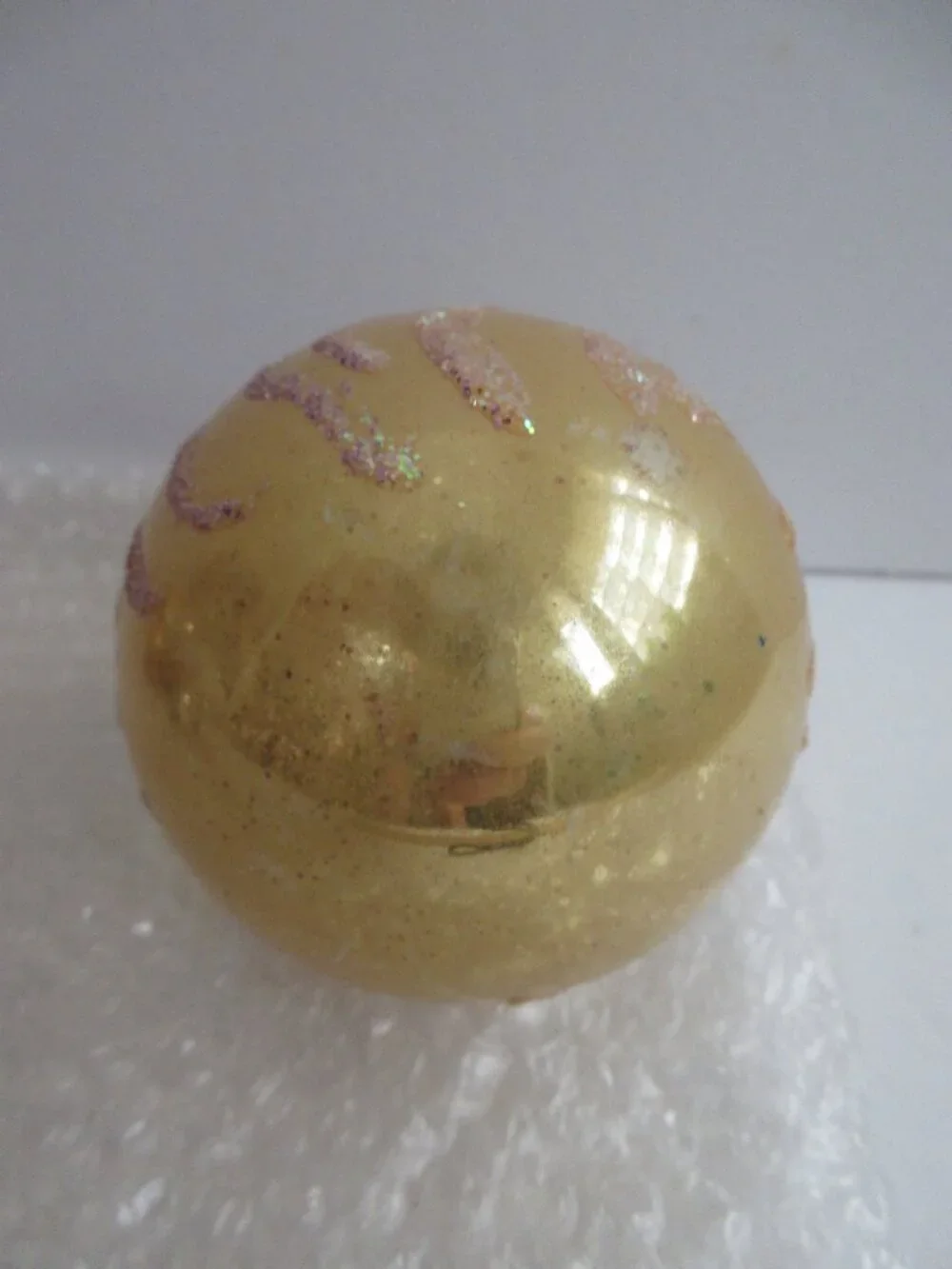 Glass Christmas Ornaments Vintage Made in USA Decorated with Glitter Lot of 4